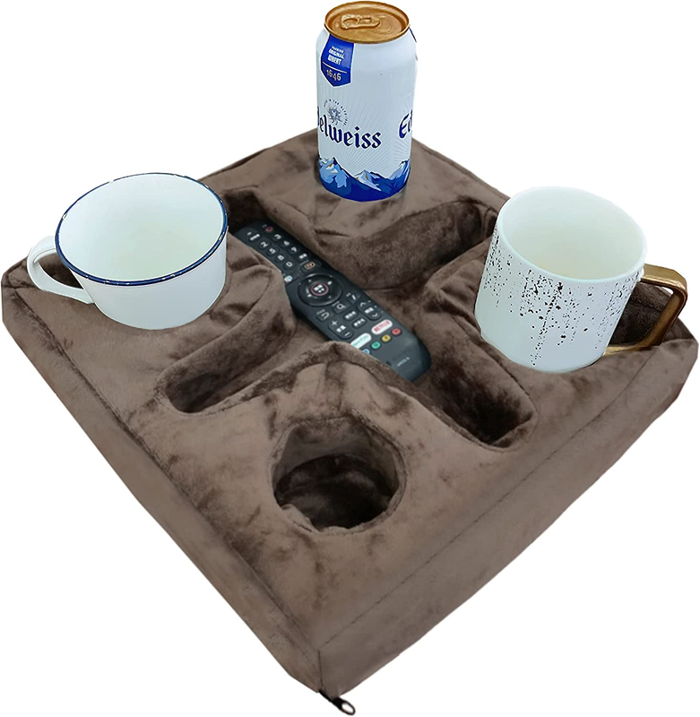 Couch and Bed Cup Holder Pillow, Sofa Refreshment Tray for D