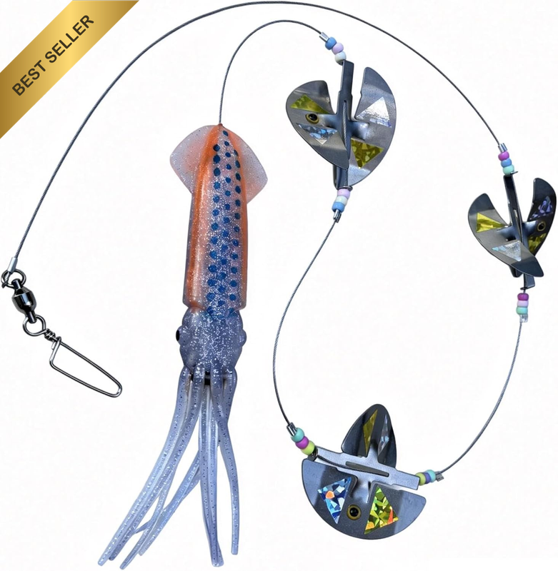 Spinner Flasher Bait with 3-304 Stainless Steel Blade and Squid Lures More Effec