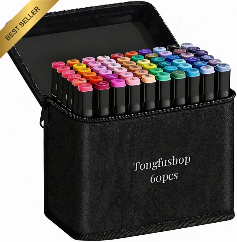 60 Colours Drawing Markers Pens, Alcohol Markers Dual Tip, Quick-Drying Colourin