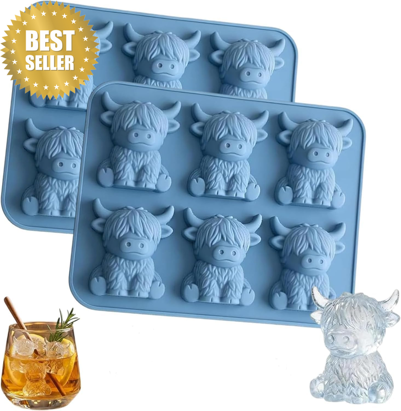 Cute 3D Mini Highland Cow Silicone Ice Cubes Mold, Highland Cow Ice Cubes Mold,
