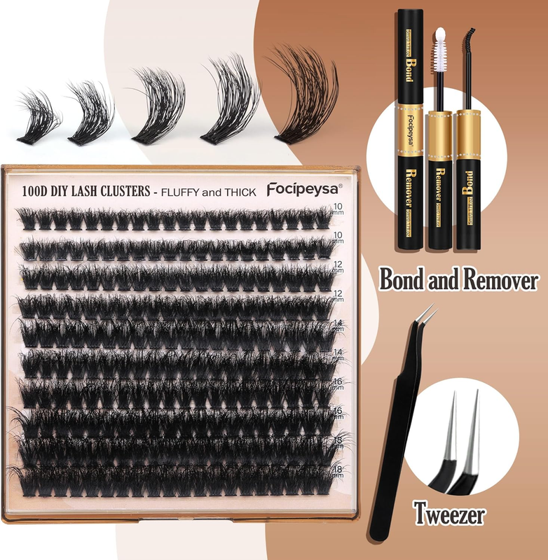 Fluffy Eyelash Extension Kit Volume Lash Clusters Kit 10-18mm Individual Lashes