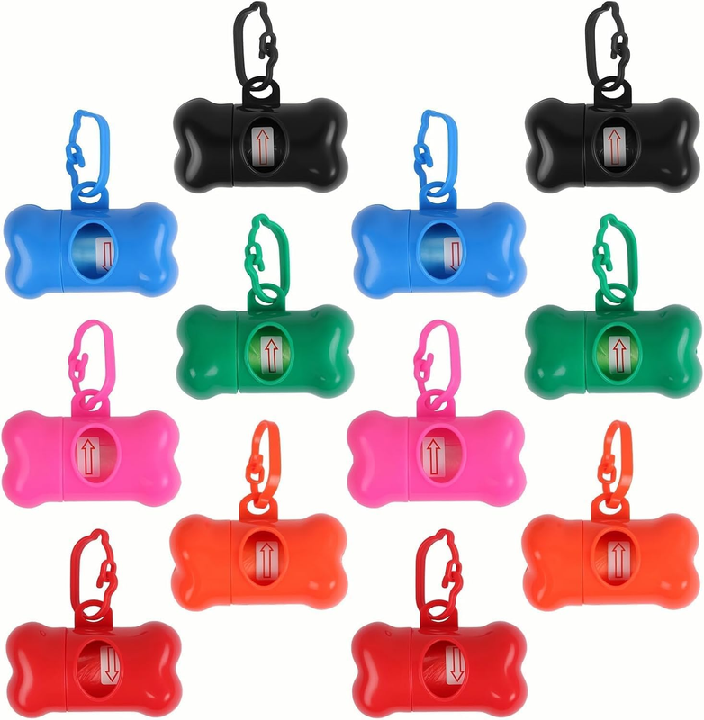 12 Pack Poop Bag Dispenser, TOSAMZOO Bone Shaped Dog Poop Bags Pet Waste Disposa