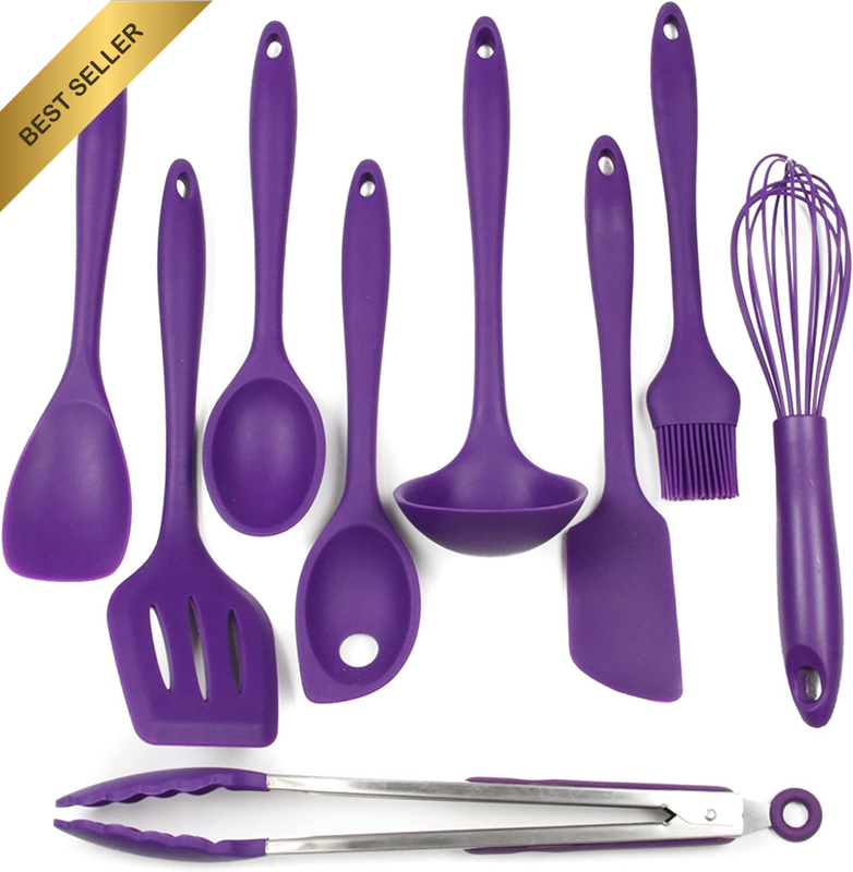 42085 9 Piece Silicone Kitchen Tool and Utensil Set, Purple
