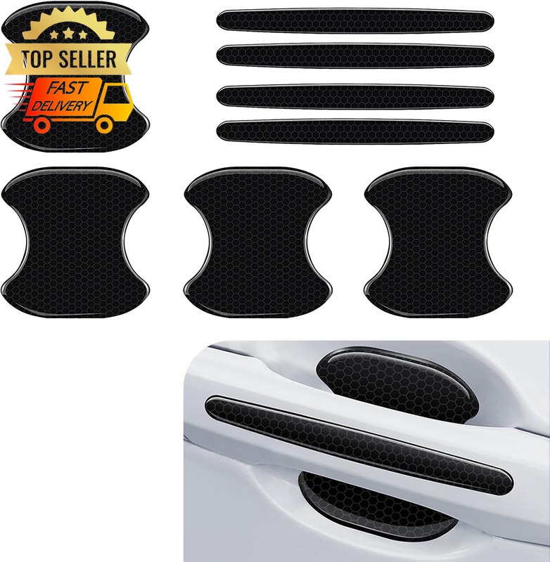 8PCS Car Door Handle Stickers Anti-Scratch Waterproof Protectors Black