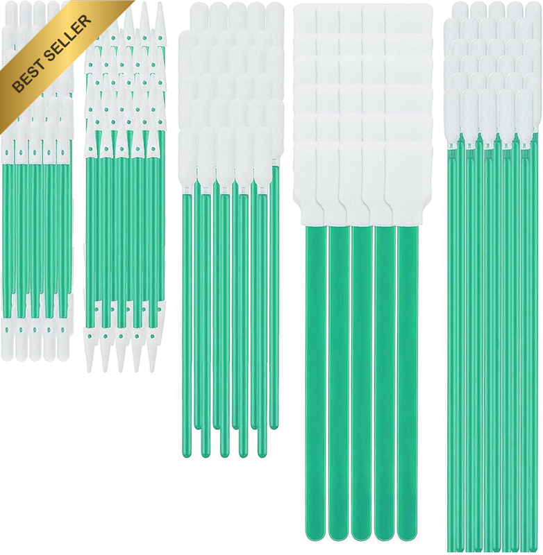 Camera Cleaning Swabs Kit 100 Pack, 5 Types Foam Swabs for Lens, Camera, Printer