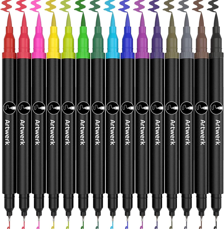 Artwerk 15 Pack Brush Calligraphy Art Pens - Bullet Journal 