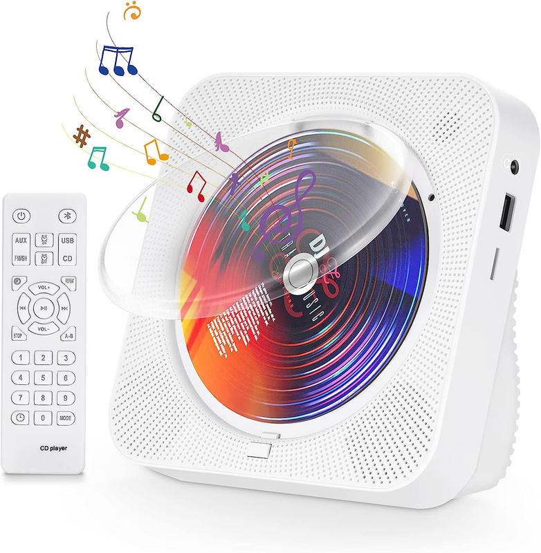 Portable Desktop CD Player with Speakers, Home Bluetooth CD Player, Remote Contr