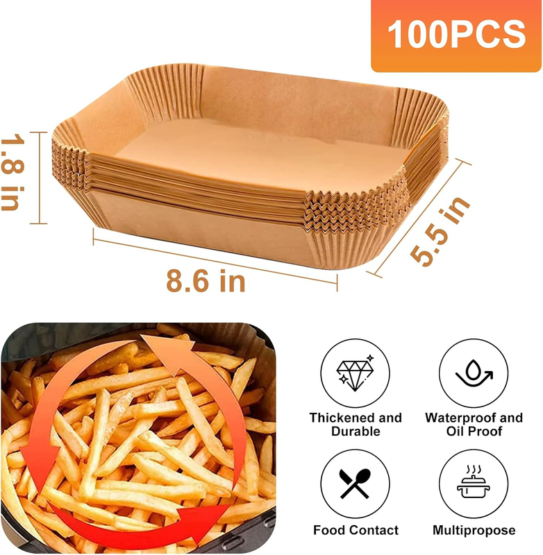 Air Fryer Liners,100Pcs 8.6" Square Air Fryer Parchment Paper Liners for 3 to 8