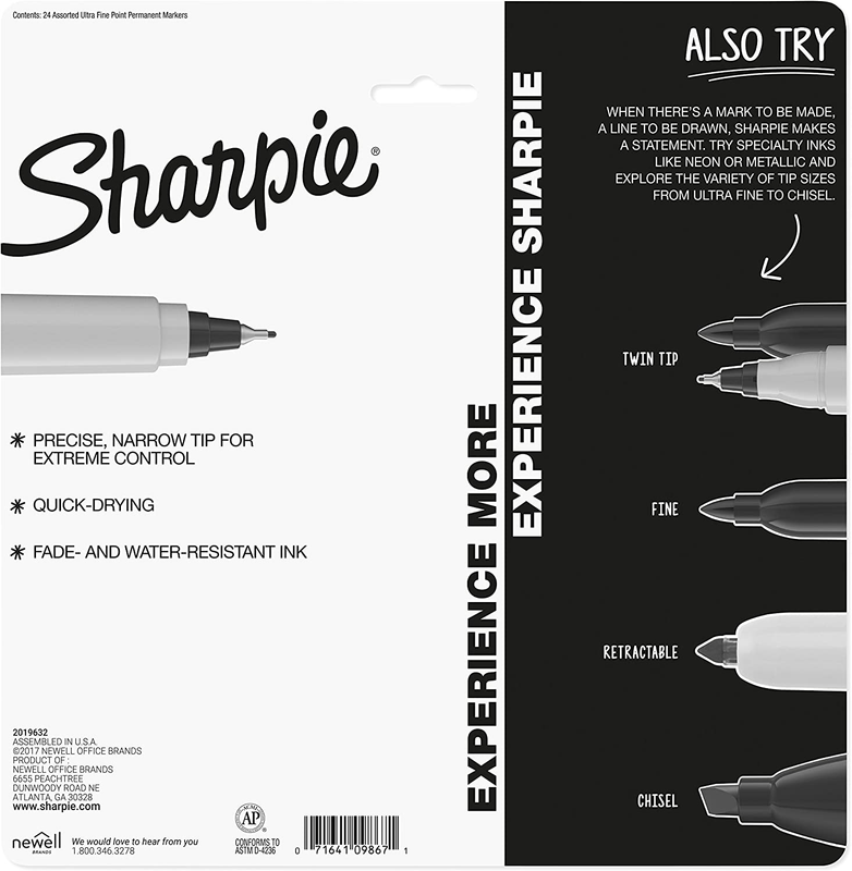 SHARPIE Color Burst Permanent Markers, Ultra Fine Point, Assorted Colors, 24 Cou
