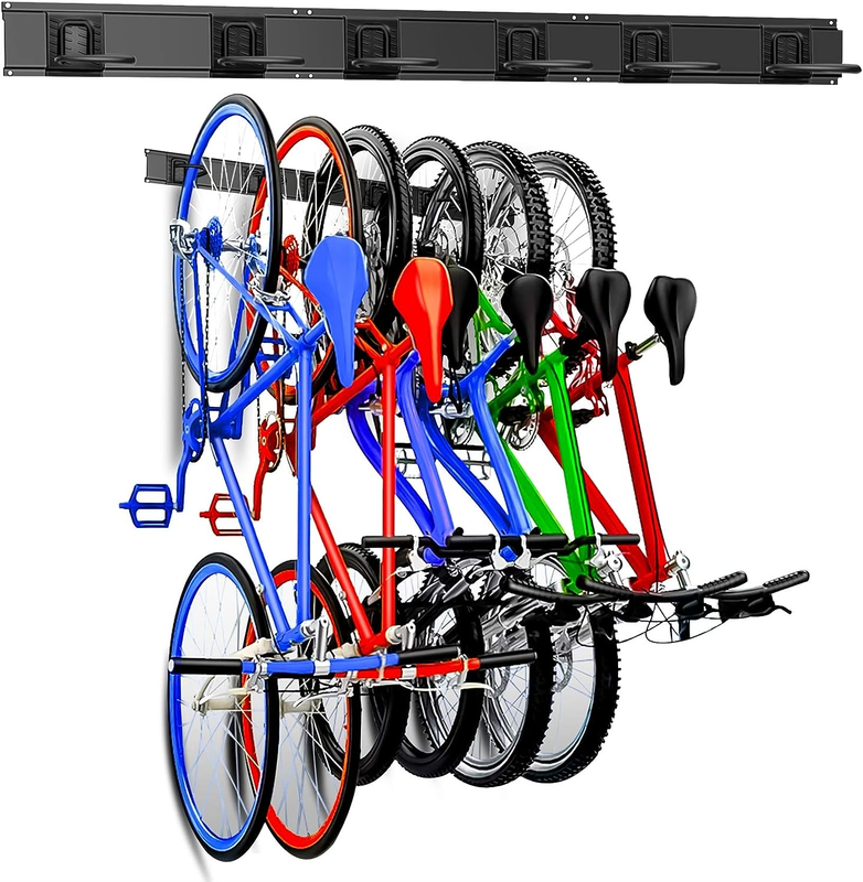 Bike Hooks for Garage Wall Vertical 6 Bike Storage Rack Space Saving Wall Bike M