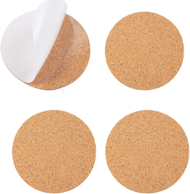 24Pcs Self-Adhesive Mini Backing Cork Coasters Tiles Sheets round 4"
