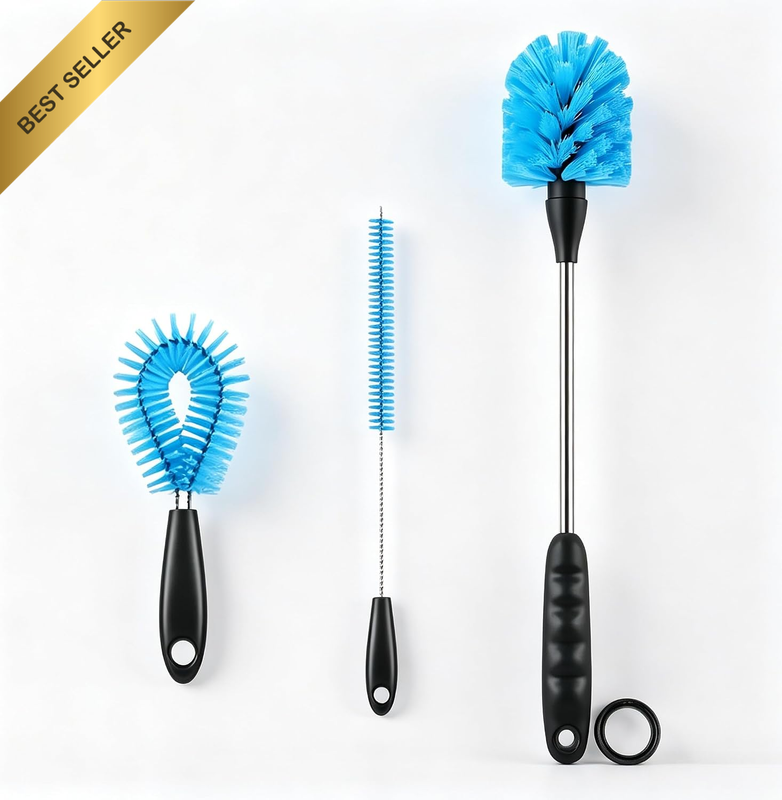 Bottle Brush Tube Cleaning Laboratory Kit, Long Handle, Blue | Narrow Neck Beer