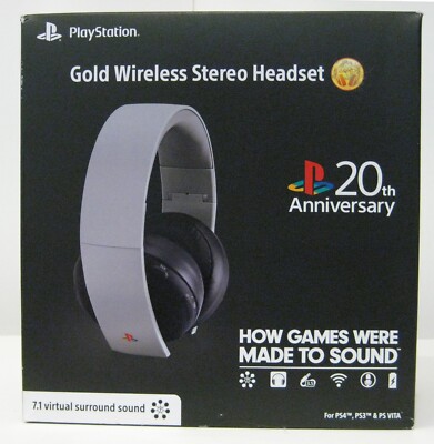 Sony 20th Anniversary Gold Wireless PlayStation Headset. NIB sealed! FREE SHIP!