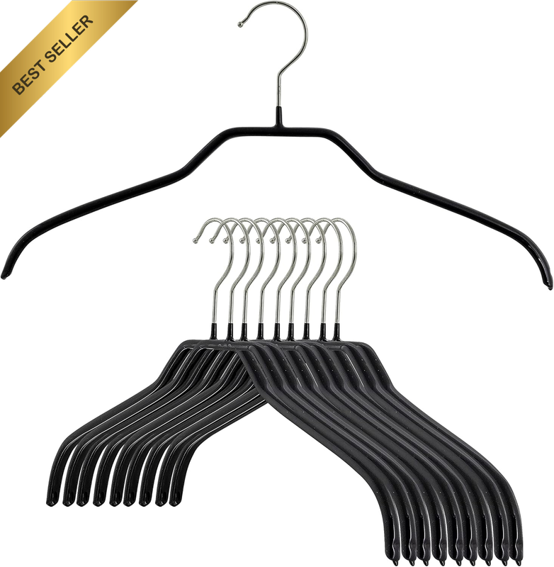 Narrow Petite Non-Slip Steel Clothing Hangers 10 Pack with Rotating Hook