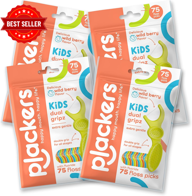 Kids Dental Floss Picks 75, Multicolor, Fruit Smoothie Swirl, Original Version, 