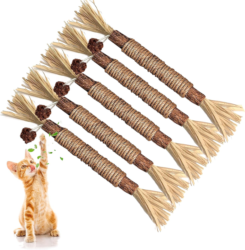 5pc Natural Silvervine Sticks Cat Toys Matatabi Catnip Chew Te...