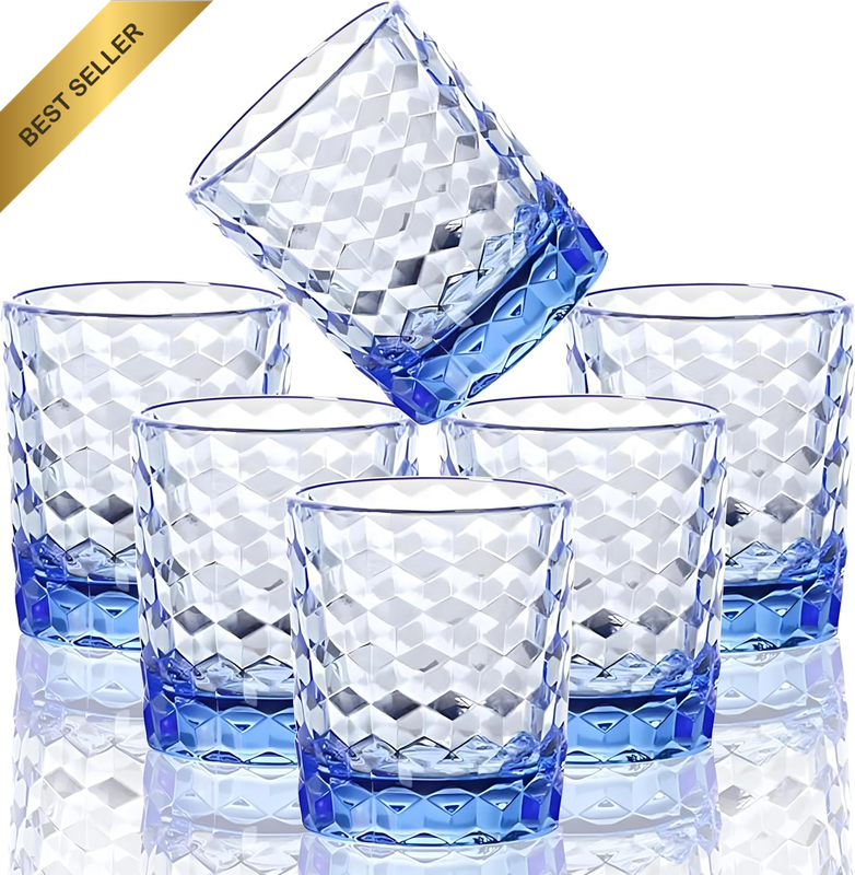 Set of 6, 8oz Unbreakable Tritan Drinking Glasses (Blue)