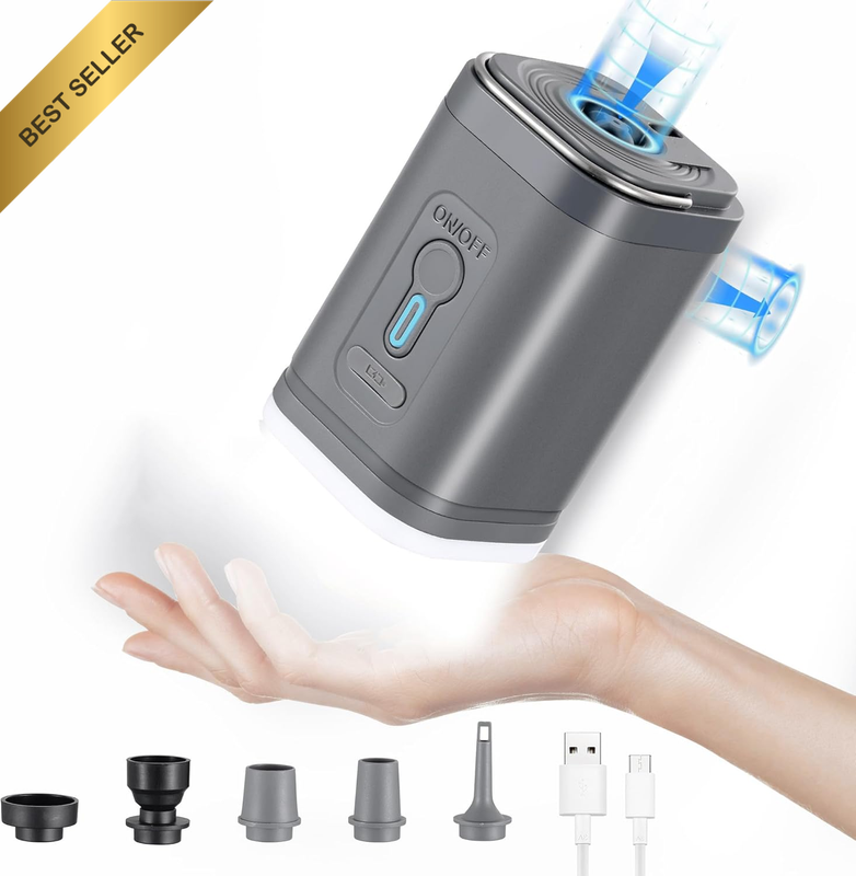 Portable Air Pump ，Ultralight Inflator with Led Light ，Quick Inflate Deflate for
