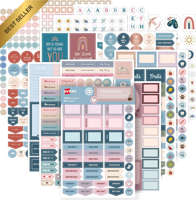 Productivity Planner Sticker Pack, Calendar, Bullet Journaling, and Productivity