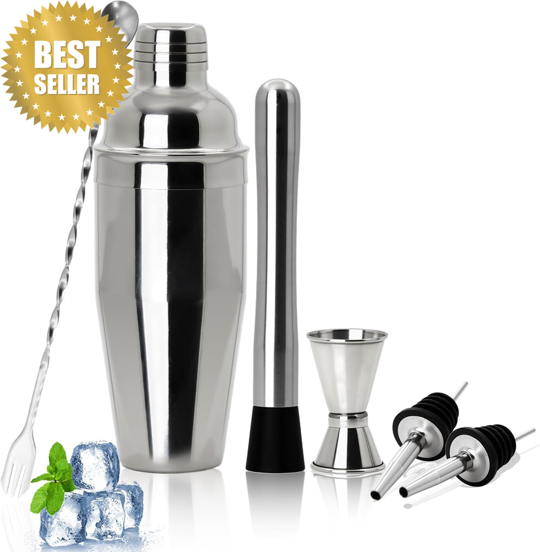 Cocktail Shaker Set Bartender Kit, 24Oz 304 Stainless Steel Shakers,Mixing Glass