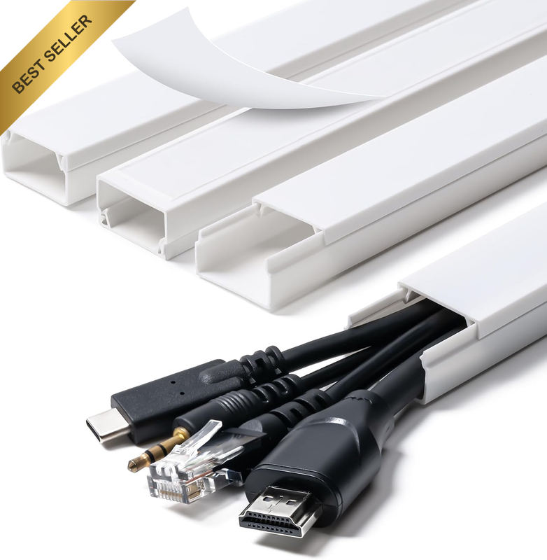58In Cord Hider, Cable Hider, Cord Covers 4X L14.5 W0.96 H0.58In, White | for Wi