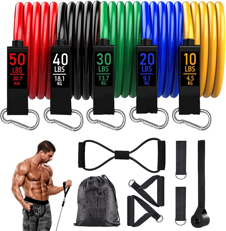 Resistance Band Set Heavy Duty Home Gym Workout Fitness Exercise Training Straps