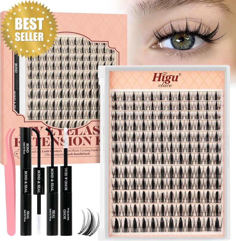 Lash Clusters Kit 144Pcs Natural Cluster Lashes,Thin&Invisible Band Manga Lashes