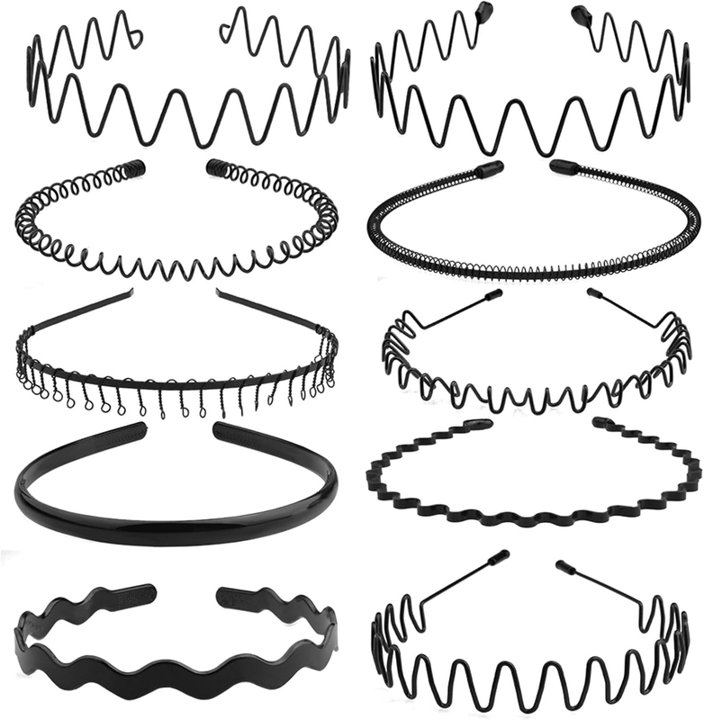 10x Unisex Spring Wavy Headband Adjustable Metal Hair Hoop Sport Yoga