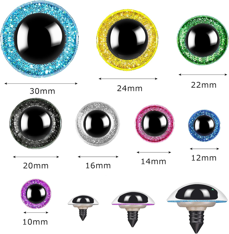 160pcs Large Safety Eyes for Amigurumi Glitter Eye for Stuffed Animals for DIY D