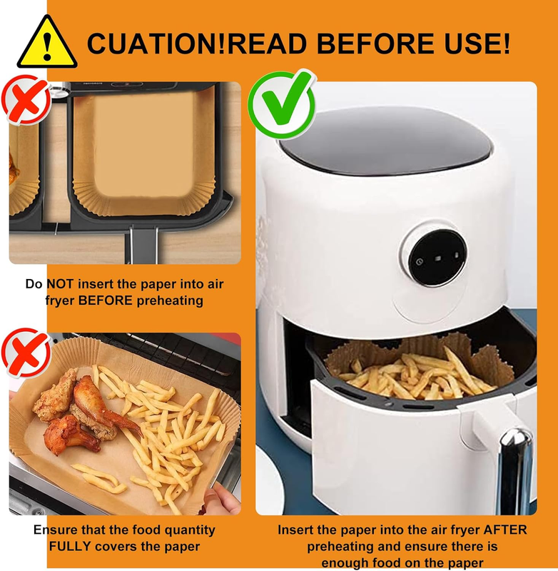 Air Fryer Liners,100Pcs 8.6" Square Air Fryer Parchment Paper Liners for 3 to 8