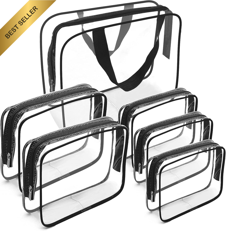 Clear Makeup Bags,  TSA Approved 6Pcs Cosmetic Makeup Bags Set Waterproof Clear 