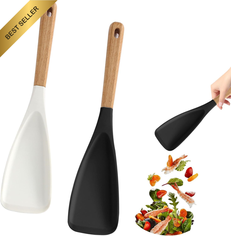 2 Pack Silicone Cooking Spoon for Nonstick Cookware,Durable and Safe Silicone Sp
