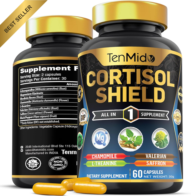 8IN1 Cortisol Shield Ashwagandha Magnesium Rhodiola 60 Vegan Caps
