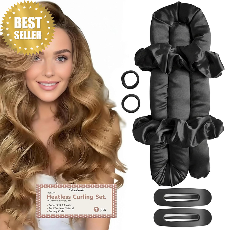 Heatless Curlers Set -  Heatless Hair Curler to Sleep In, No Heat Satin Curls Ov