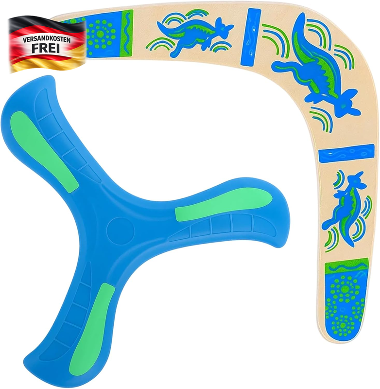 Bumerang Set Holz und Farben für Erwachsene - Outdoor Spiele Camping Familien