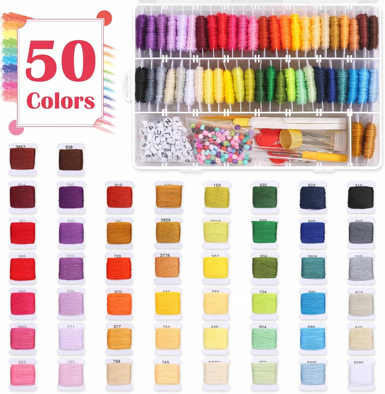 488Pcs String Bracelet Making Kit, Friendship Bracelet String Kit with 50 Skeins