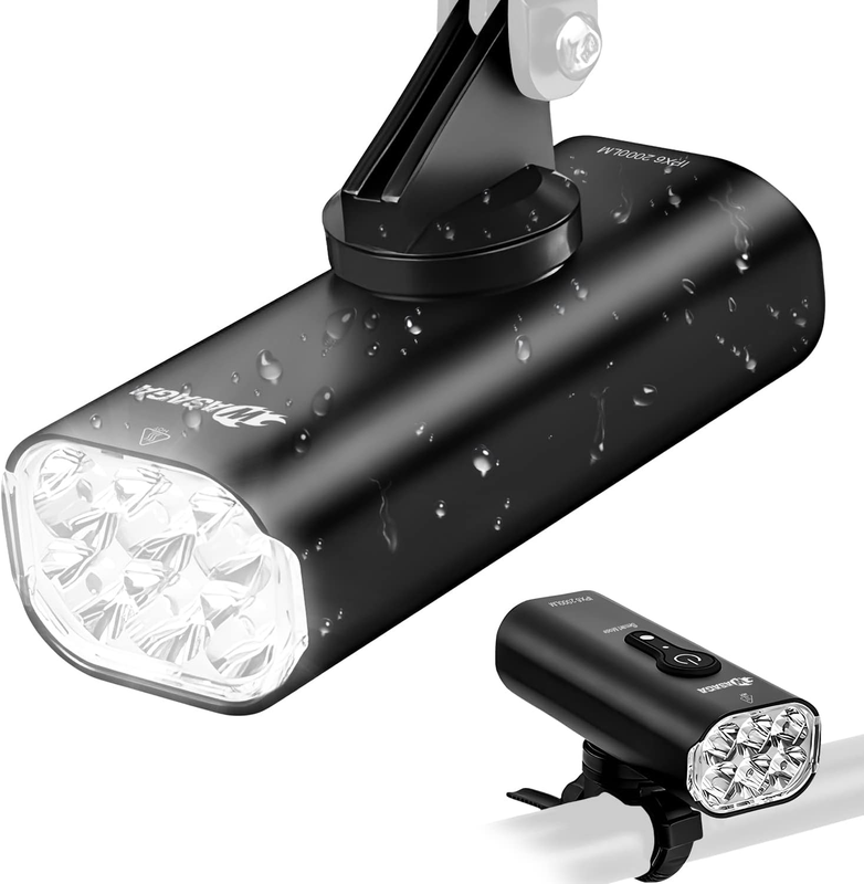 Rechargeable Bike Lights 2000 Lumen for Night Riding IPX6 Waterproof 6 LED Light