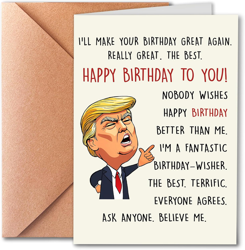 , Funny Birthday Card, Trump Birthday Cards for Men | Women, Husband and Wife, B