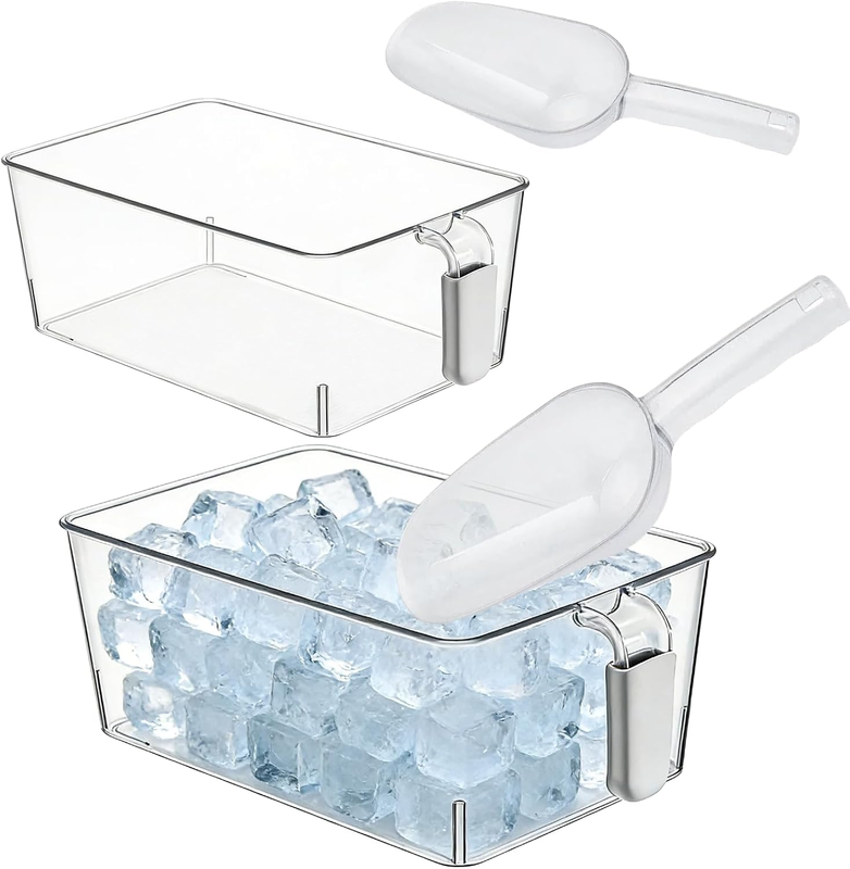 Ice Bin with Handles 12.2X6.9X4.3 for Fridge Freezer Kitchen Organizer