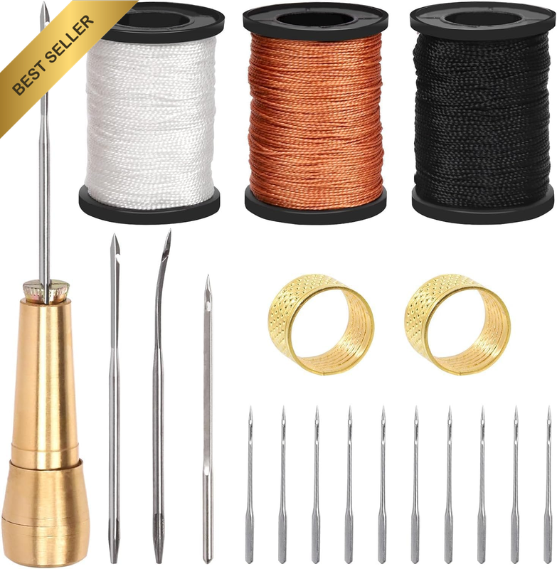 4 Needles Hand Stitcher Sets,4 Pieces Canvas Leather Sewing Awl Needle with Copp