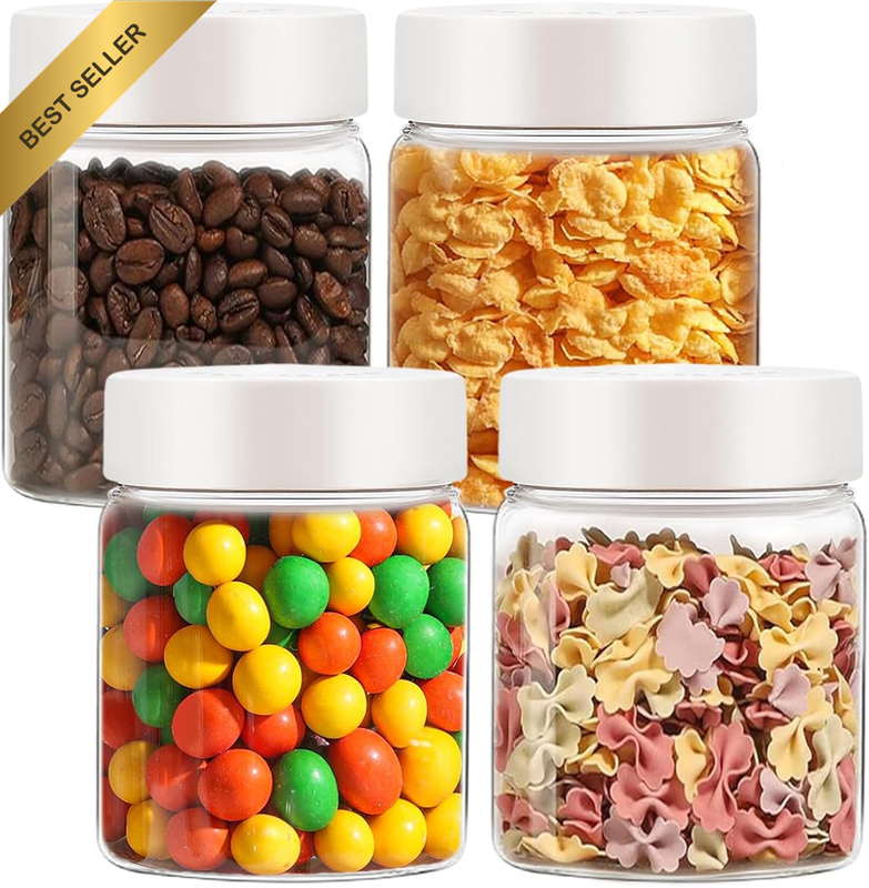 High Borosilicate Glass Jars with Lids Air Tight, Mason Jars, Overnight Oats Con