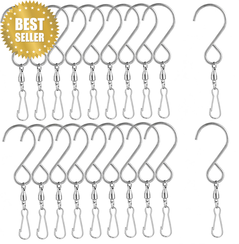 20 Pack Stainless Steel Rotating Hooks, 360 Degree Rotating Hanging Hooks, Suita
