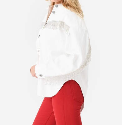 Pre-owned Rotate Birger Christensen Rotate Twill Oversized Shirt In Pristine White - Size 36
