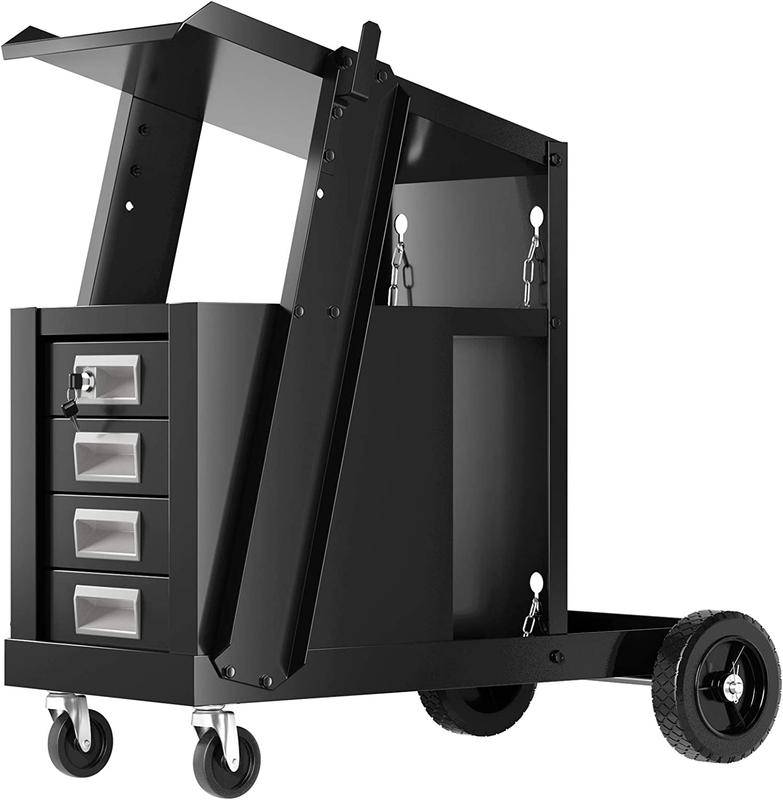 Cart, Mig Tig Arc Welding Plasma Cutter Tank Storage W/2 Saf