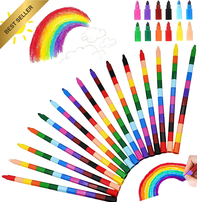 30 Pcs Stackable Crayons, 360 Counts Mini Crayon, Colored Pencils for Kids, Rain