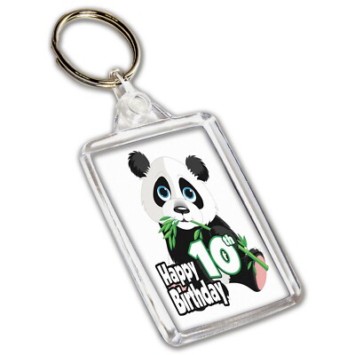 Cute Panda Birthday Keyring Gift Girls Boys Ladies Mens  - ANY AGE 1 to 115