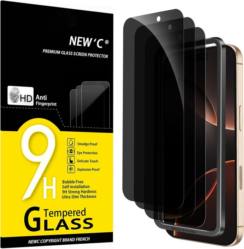 3 Pack Privacy Screen Protector for iPhone 16 Pro Max (6.9 inches), Anti-Spy Tem