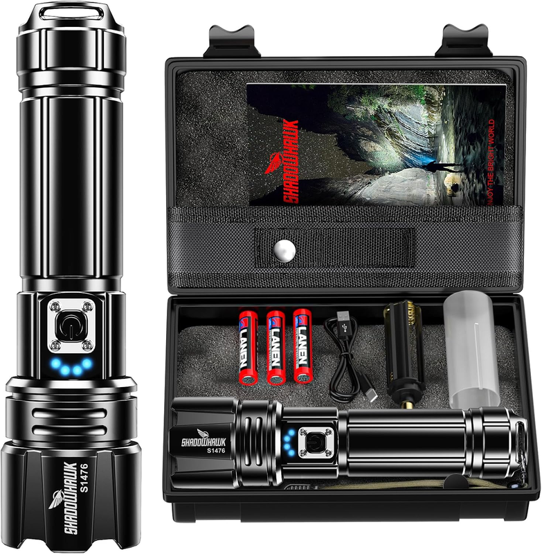 Torches LED Super Bright Rechargeable,  30000 High Lumens Tactical Torch, 30W Hi