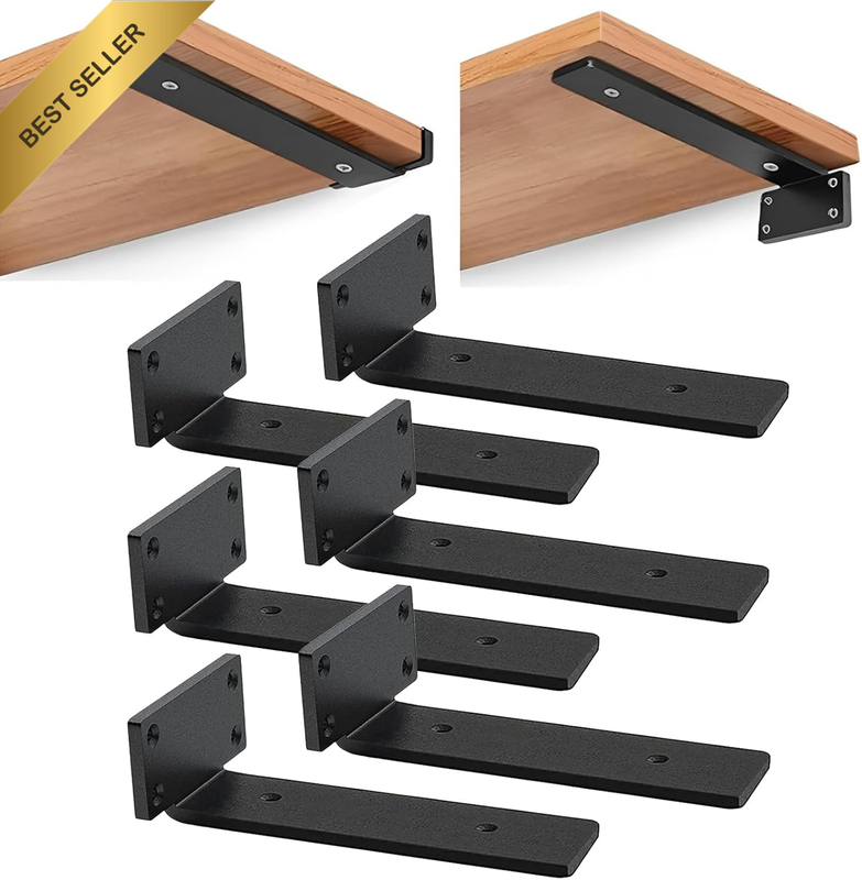 6 Pack Floating Shelf Brackets,Heavy Duty Floating Shelf Brackets 6 Inch Long(1/