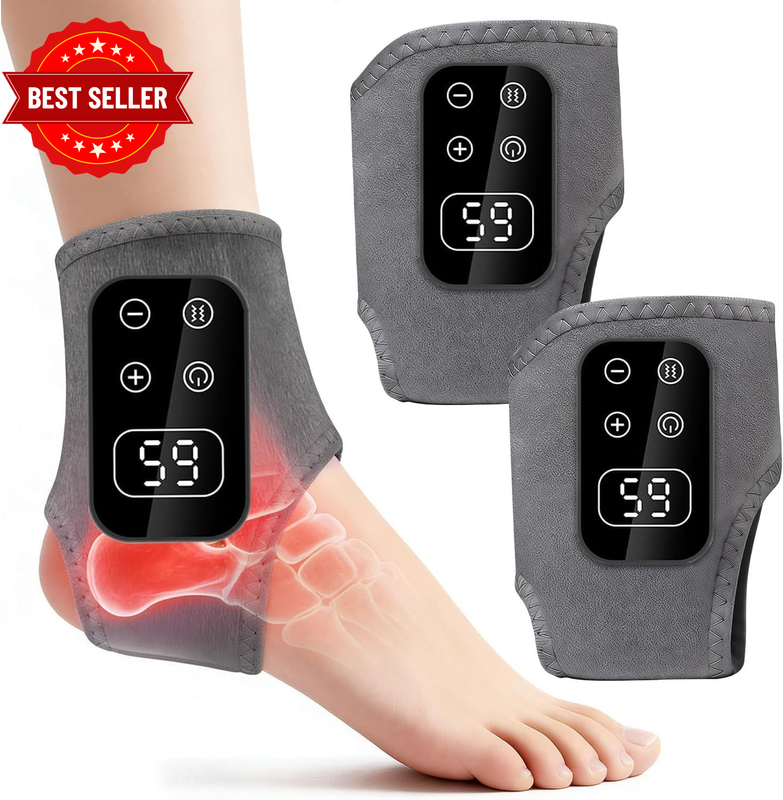 Foot Massager, 3-In-1 Heat Vibration Air Compression Ankle Massager, Adjustable
